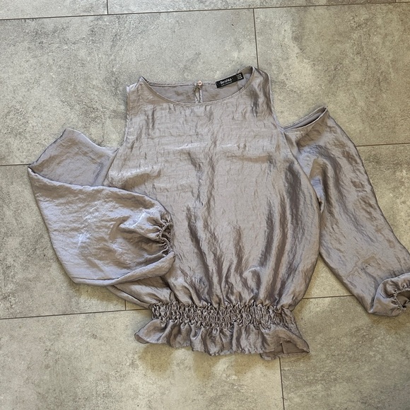 Bershka Women's Cold Shoulder Blouse in Silver Gray - Picture 1 of 2